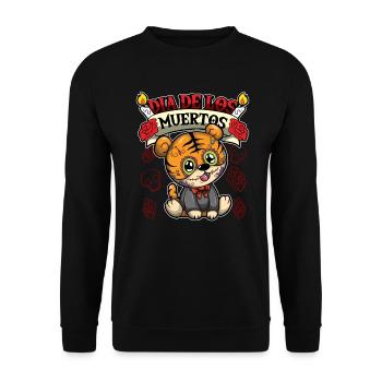 Dia De Los Muertos Animals Tiger - Unisex Pullover - Schwarz - Vorne - Alina (178cm) & Michal (187cm)