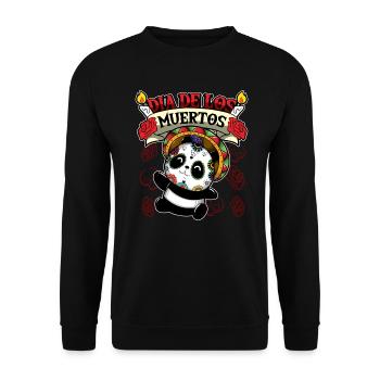 Dia De Los Muertos Animals Panda - Unisex Pullover - Schwarz - Vorne - Alina (178cm) & Michal (187cm)