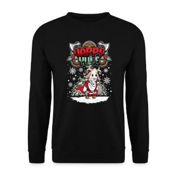 Happy Yule Viking Christmas Goat - Unisex Pullover - Schwarz - Vorne - Alina (178cm) & Michal (187cm)
