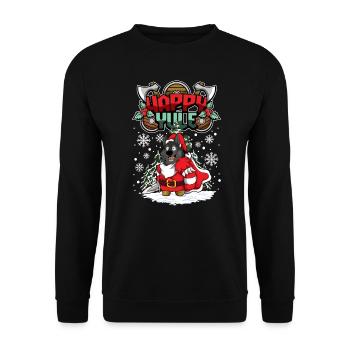 Happy Yule Viking Christmas Wolf - Unisex Pullover - Schwarz - Vorne - Alina (178cm) & Michal (187cm)