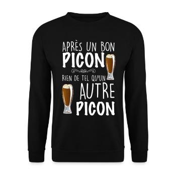 Apres un bon picon humour Bière Apéro - Sweat-shirt Unisexe - noir - Devant - Alina (178cm) & Michal (187cm)