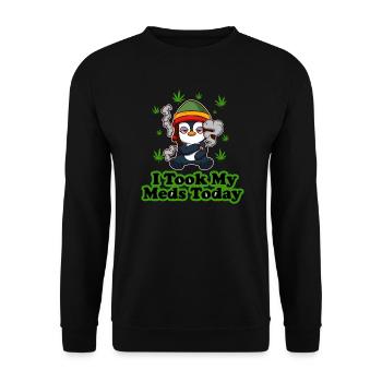 I Took My Meds Today Cannabis THC CBD Ganja - Unisex Pullover - Schwarz - Vorne - Alina (178cm) & Michal (187cm)