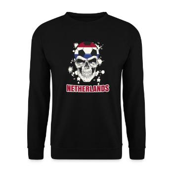 Pays-Bas Football Joueur de football néerlandais Skull - Sweat-shirt Unisexe - noir - Devant - Alina (178cm) & Michal (187cm)