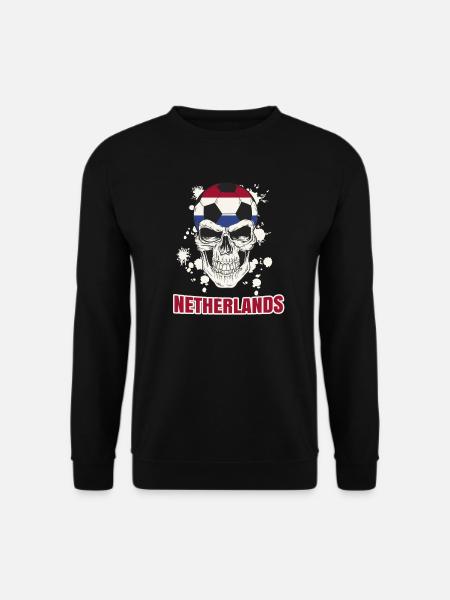 Netherlands Football Dutch Soccer Player Skull - Unisex Pullover - Schwarz