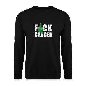 Fuck Cancer Cannabis Leaf THC CBD Healthcare Weed - Unisex Pullover - Schwarz - Vorne - Alina (178cm) & Michal (187cm)