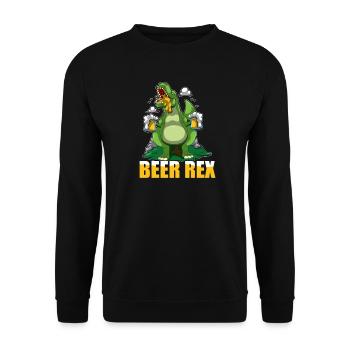 Beer Rex T-Rex Dino Drinking Beer Lover - Unisex Pullover - Schwarz - Vorne - Alina (178cm) & Michal (187cm)