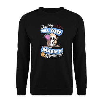 Offre de mariage Papa épouseras-tu ma maman - Sweat-shirt Unisexe - noir - Devant - Alina (178cm) & Michal (187cm)