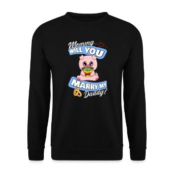 Offre de mariage maman épouseras-tu mon papa - Sweat-shirt Unisexe - noir - Devant - Alina (178cm) & Michal (187cm)