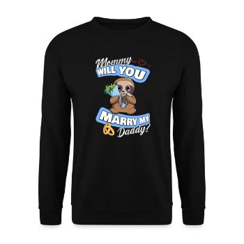 Offre de mariage maman épouseras-tu mon papa - Sweat-shirt Unisexe - noir - Devant - Alina (178cm) & Michal (187cm)