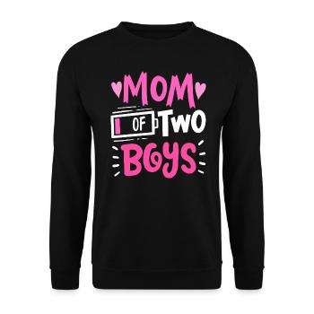 Maman de 2 garçons Batterie faible Drôle Fête des mères - Sweat-shirt Unisexe - noir - Devant - Alina (178cm) & Michal (187cm)