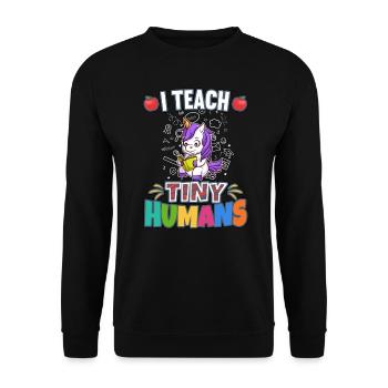 I Teach Tiny Humans Elementary School Teacher - Unisex Sweatshirt - black - Front - Alina (178cm) & Michal (187cm)