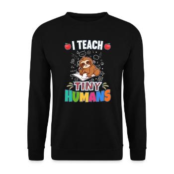 J’enseigne à Tiny Humans enseignant à l’école primaire - Sweat-shirt Unisexe - noir - Devant - Alina (178cm) & Michal (187cm)