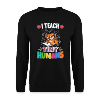 J’enseigne à Tiny Humans enseignant à l’école primaire - Sweat-shirt Unisexe - noir - Devant - Alina (178cm) & Michal (187cm)