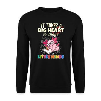 It Takes A Big Heart To Shape Little Minds Teacher - Unisex Sweatshirt - black - Front - Alina (178cm) & Michal (187cm)