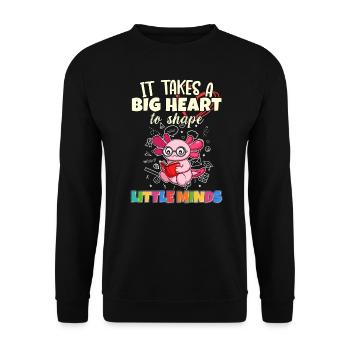 It Takes A Big Heart To Shape Little Minds Teacher - Unisex Sweatshirt - black - Front - Alina (178cm) & Michal (187cm)