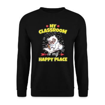 My Classroom Is My Happy Place Elementary Teacher - Unisex Pullover - Schwarz - Vorne - Alina (178cm) & Michal (187cm)