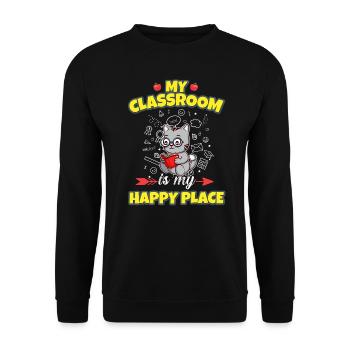 My Classroom Is My Happy Place Elementary Teacher - Unisex Sweatshirt - black - Front - Alina (178cm) & Michal (187cm)