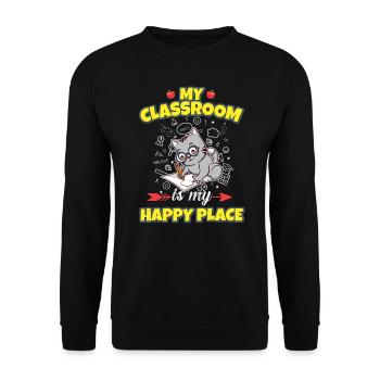 My Classroom Is My Happy Place Elementary Teacher - Unisex Pullover - Schwarz - Vorne - Alina (178cm) & Michal (187cm)