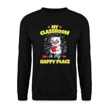My Classroom Is My Happy Place Elementary Teacher - Unisex Pullover - Schwarz - Vorne - Alina (178cm) & Michal (187cm)