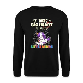 It Takes A Big Heart To Shape Little Minds Teacher - Unisex Sweatshirt - black - Front - Alina (178cm) & Michal (187cm)