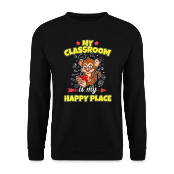 My Classroom Is My Happy Place Elementary Teacher - Unisex Pullover - Schwarz - Vorne - Alina (178cm) & Michal (187cm)