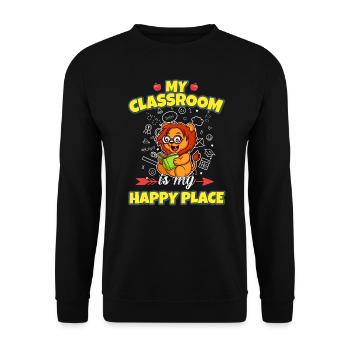 My Classroom Is My Happy Place Elementary Teacher - Unisex Pullover - Schwarz - Vorne - Alina (178cm) & Michal (187cm)