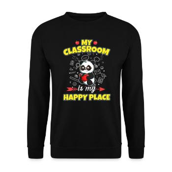 My Classroom Is My Happy Place Elementary Teacher - Unisex Pullover - Schwarz - Vorne - Alina (178cm) & Michal (187cm)