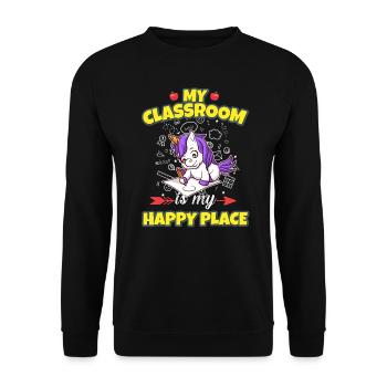 My Classroom Is My Happy Place Elementary Teacher - Unisex Pullover - Schwarz - Vorne - Alina (178cm) & Michal (187cm)