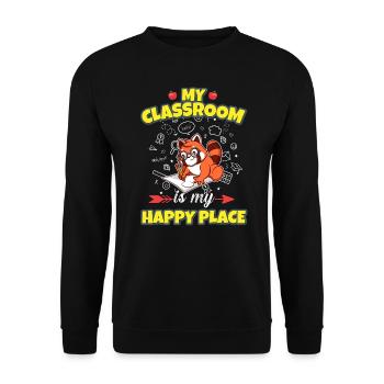 My Classroom Is My Happy Place Elementary Teacher - Unisex Pullover - Schwarz - Vorne - Alina (178cm) & Michal (187cm)