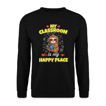 My Classroom Is My Happy Place Elementary Teacher - Unisex Pullover - Schwarz - Vorne - Alina (178cm) & Michal (187cm)