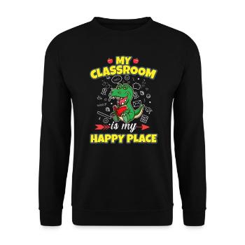 My Classroom Is My Happy Place Elementary Teacher - Unisex Pullover - Schwarz - Vorne - Alina (178cm) & Michal (187cm)