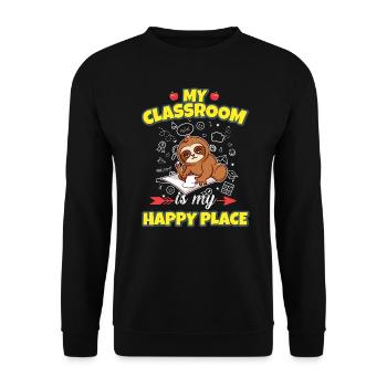 My Classroom Is My Happy Place Elementary Teacher - Unisex Pullover - Schwarz - Vorne - Alina (178cm) & Michal (187cm)