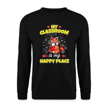 My Classroom Is My Happy Place Elementary Teacher - Unisex Pullover - Schwarz - Vorne - Alina (178cm) & Michal (187cm)