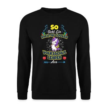 Volksschullehrer Volksschule Lehrkraft Lehrer - Unisex Pullover - Schwarz - Vorne - Alina (178cm) & Michal (187cm)