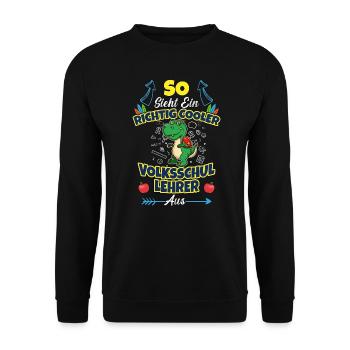 Volksschullehrer Volksschule Lehrkraft Lehrer - Unisex Pullover - Schwarz - Vorne - Alina (178cm) & Michal (187cm)