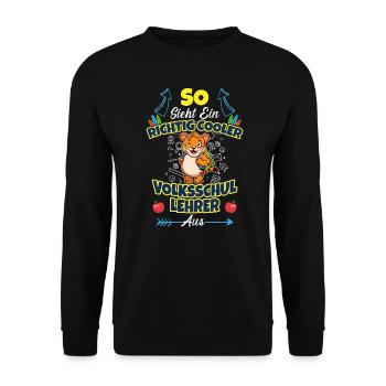 Volksschullehrer Volksschule Lehrkraft Lehrer - Unisex Pullover - Schwarz - Vorne - Alina (178cm) & Michal (187cm)