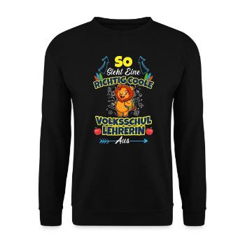 Volksschullehrerin Volksschule Lehrkraft Lehrerin - Unisex Pullover - Schwarz - Vorne - Alina (178cm) & Michal (187cm)
