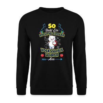 Volksschullehrer Volksschule Lehrkraft Lehrer - Unisex Pullover - Schwarz - Vorne - Alina (178cm) & Michal (187cm)