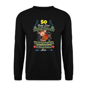 Volksschullehrerin Volksschule Lehrkraft Lehrerin - Unisex Pullover - Schwarz - Vorne - Alina (178cm) & Michal (187cm)