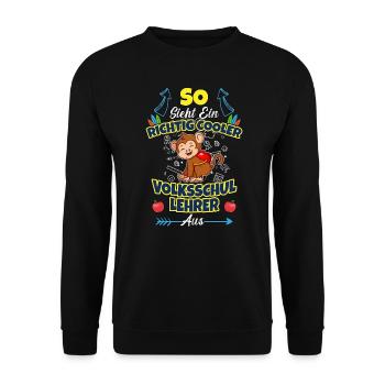 Volksschullehrer Volksschule Lehrkraft Lehrer - Unisex Pullover - Schwarz - Vorne - Alina (178cm) & Michal (187cm)