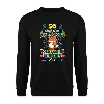 Volksschullehrerin Volksschule Lehrkraft Lehrerin - Unisex Pullover - Schwarz - Vorne - Alina (178cm) & Michal (187cm)