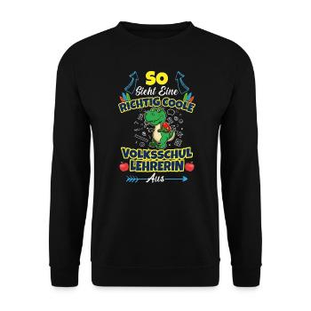Volksschullehrerin Volksschule Lehrkraft Lehrerin - Unisex Pullover - Schwarz - Vorne - Alina (178cm) & Michal (187cm)