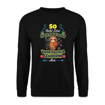 Volksschullehrerin Volksschule Lehrkraft Lehrerin - Unisex Pullover - Schwarz - Vorne - Alina (178cm) & Michal (187cm)
