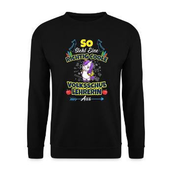 Volksschullehrerin Volksschule Lehrkraft Lehrerin - Unisex Pullover - Schwarz - Vorne - Alina (178cm) & Michal (187cm)