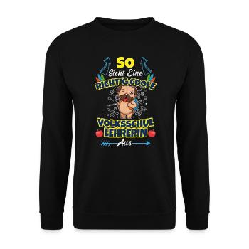 Volksschullehrerin Volksschule Lehrkraft Lehrerin - Unisex Pullover - Schwarz - Vorne - Alina (178cm) & Michal (187cm)