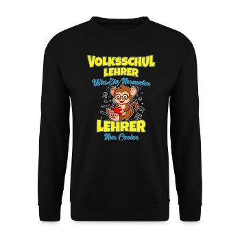 Volksschullehrer Volksschule Lehrkraft Lehrer - Unisex Pullover - Schwarz - Vorne - Alina (178cm) & Michal (187cm)