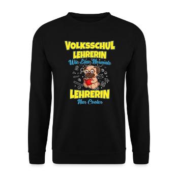 Volksschullehrerin Volksschule Lehrkraft Lehrerin - Unisex Pullover - Schwarz - Vorne - Alina (178cm) & Michal (187cm)