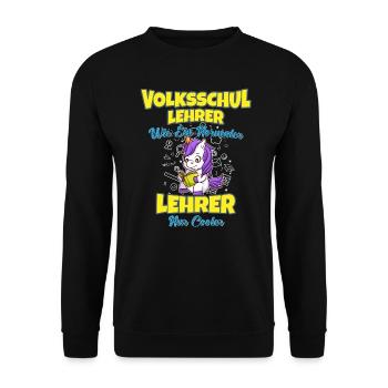 Volksschullehrer Volksschule Lehrkraft Lehrer - Unisex Pullover - Schwarz - Vorne - Alina (178cm) & Michal (187cm)
