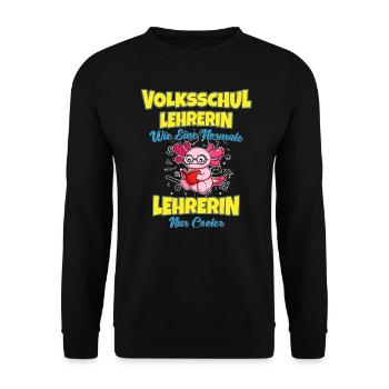 Volksschullehrerin Volksschule Lehrkraft Lehrerin - Unisex Pullover - Schwarz - Vorne - Alina (178cm) & Michal (187cm)
