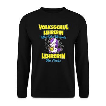 Volksschullehrerin Volksschule Lehrkraft Lehrerin - Unisex Pullover - Schwarz - Vorne - Alina (178cm) & Michal (187cm)